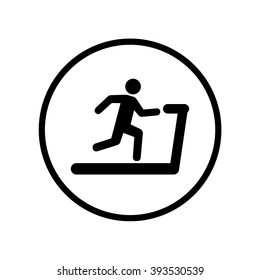 Man Running on a Treadmill icon in circle . Vector illustration