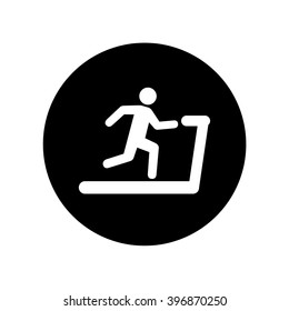 Man Running on a Treadmill icon in circle . Vector illustration