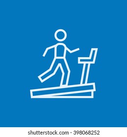 Man running on treadmill line icon.