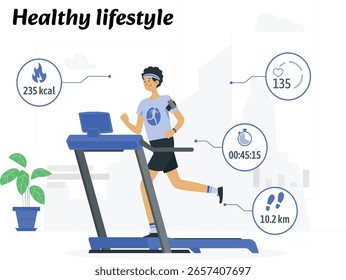 Man Running on Treadmill to maintain the healthy lifestyle