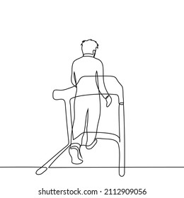 Man running on treadmill - one line drawing vector. concept of cardio training on simulator at home or in fitness club 