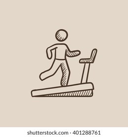Man running on treadmill sketch icon.