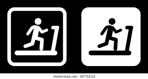 Man Running on a Treadmill vector icons
