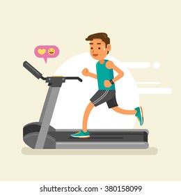 a man running on a treadmill. vector illustration