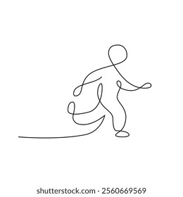 Man Running One Single Line Drawing. Vector Illustration of Continuous Monoline Sign Illustration. Linear Art.