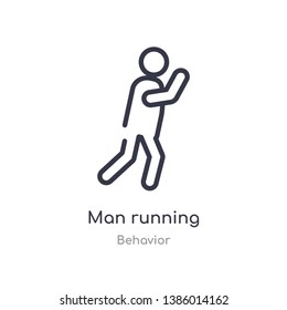 man running outline icon. isolated line vector illustration from behavior collection. editable thin stroke man running icon on white background