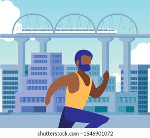 Man running outside design, Healthy lifestyle Fitness bodybuilding bodycare activity and exercisetheme Vector illustration