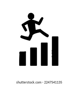 El hombre que se mueve por encima del organigrama, gráfico, diagrama, infografía, infografía con economía y crecimiento financiero, progreso, beneficio, movimiento de acciones, datos estadísticos, gráfico, vector, ilustración