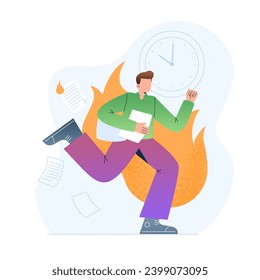 A man running with papers in his hand, graphic resources, situation, gradient flat vector art