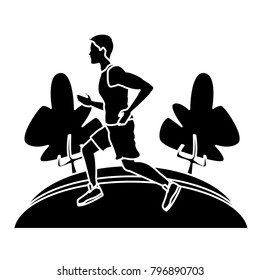 Man running at park