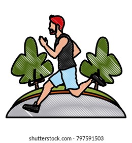 Man running at park