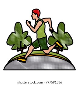 Man running at park