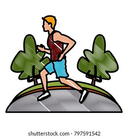 Man running at park