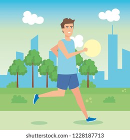man running in the park character