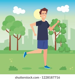 man running in the park character