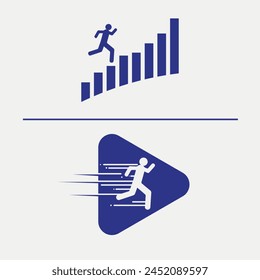 man running in play button icon
