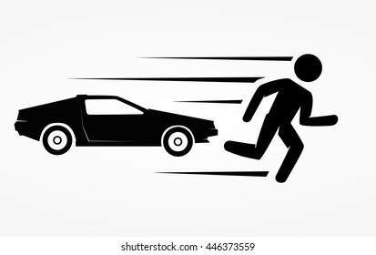 Man Running Race With Car