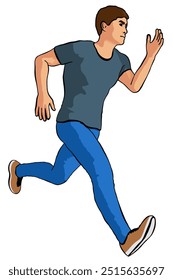  Man Running Runner einzeln auf transparentem Hintergrund, Vektorgrafik
