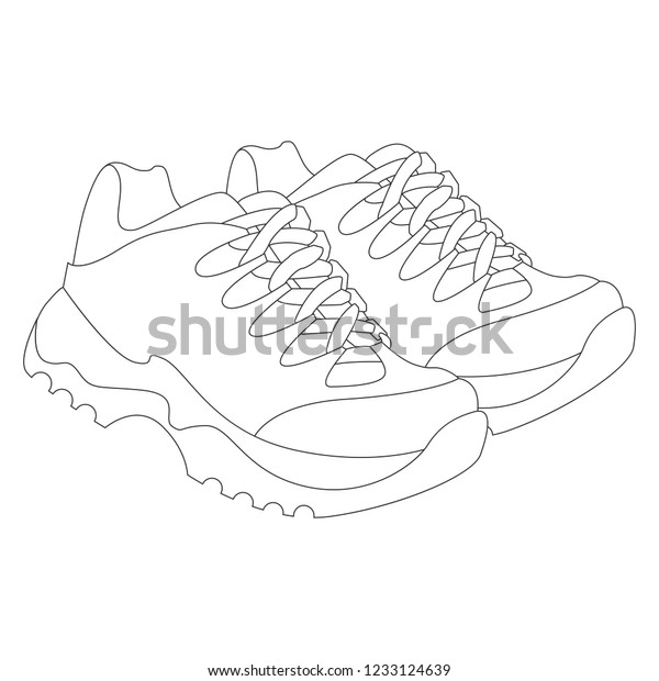 Man Running Shoes Colorless Cartoon 