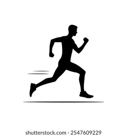 man running silhouette black and white
