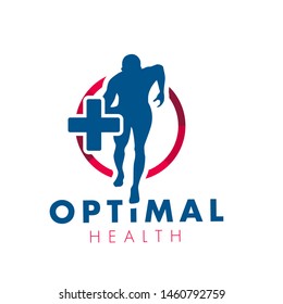 Man running silhouette, Health round Logo-Icon