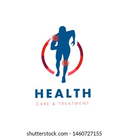 Man running silhouette, Pain and injuries Icon, Health Vector Logo/Icon