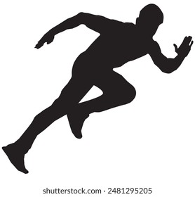 Man running silhouette super fast. Vector illustration.