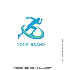 Man running silhouette , vector minimal logo design template