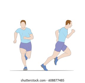 man running. Sport, getting rid of excess weight. healthy lifestyle. vector illustration.