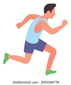 Man running. Sportive guy exercise. Sport race competition