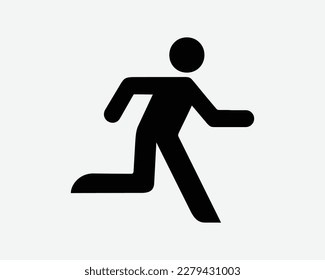 Man Running Sprinting Stick Figure Run Sprint Jog Jogging Black and White Sign Symbol Icon Vector Graphic Clipart Illustration Artwork Pictogram svg