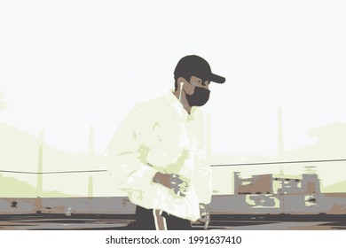 man with running style illustration