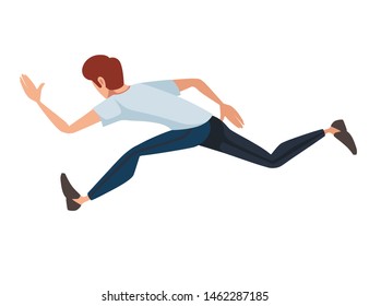 Man running super fast cartoon character design flat vector illustration isolated on white background