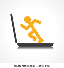 Man running with technology stock vector 