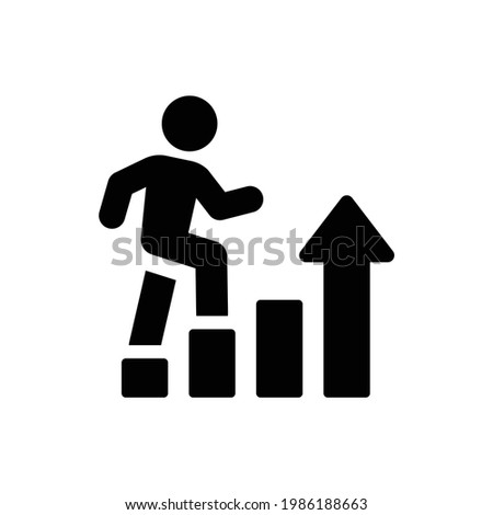 Man running to the top of the graph. Business concept of goals, success, ambition, achievement and challenge.