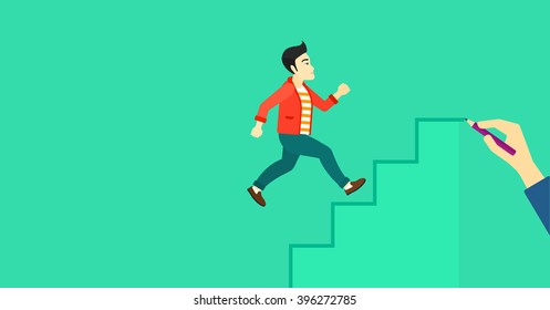 Man running upstairs.