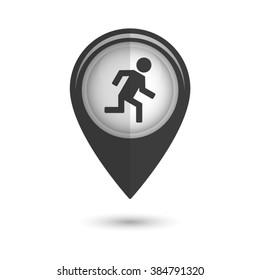 man running - vector icon;  black map pointer