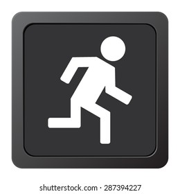 man running - vector icon on a grey button