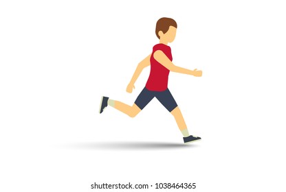 Man running vector illustration flat style.Isolate on white background with drop shadow.