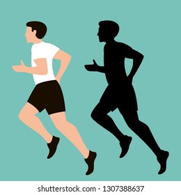 man is running, vector illustration, flat style, profile view