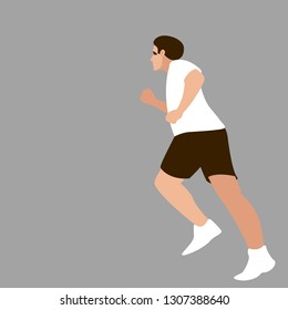 man is running, vector illustration, flat style, profile view