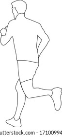 hombre que ejecuta el arte de la línea vectorial