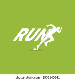 
man running vector on green background