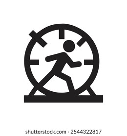 Man Running In Wheel Icon on white background