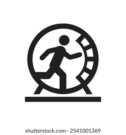 Man running in a wheel on white background