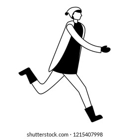 man running with winter clothes