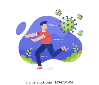 A Man Runs To Avoid The Coronavirus Cell