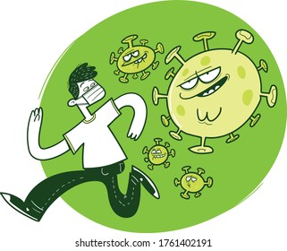 Man runs from COVID-19 virus