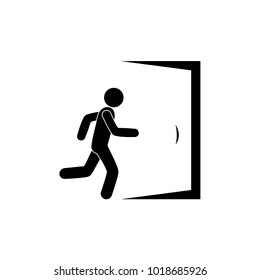 man runs to the exit, icon of the stick figure pictogram