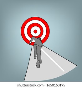 man runs to the goal. goal achievement concept. vector illustration.